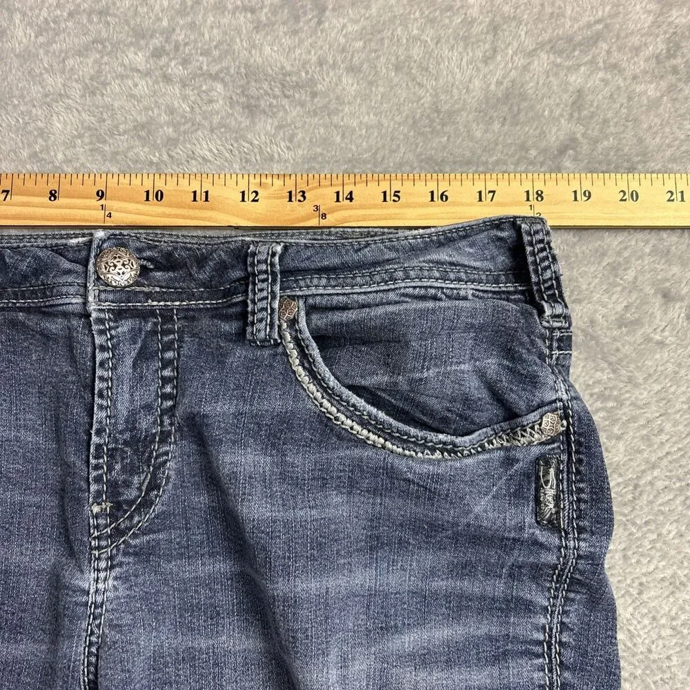 Silver Fluid Denim Suki Mid Capri Womens Jeans 14/23 Medium Wash Y2K